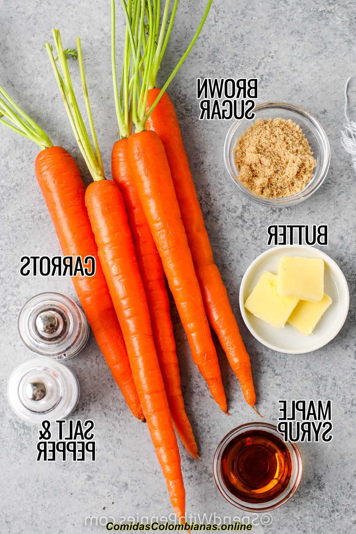 Ingredientes de zanahorias glaseadas con mantequilla