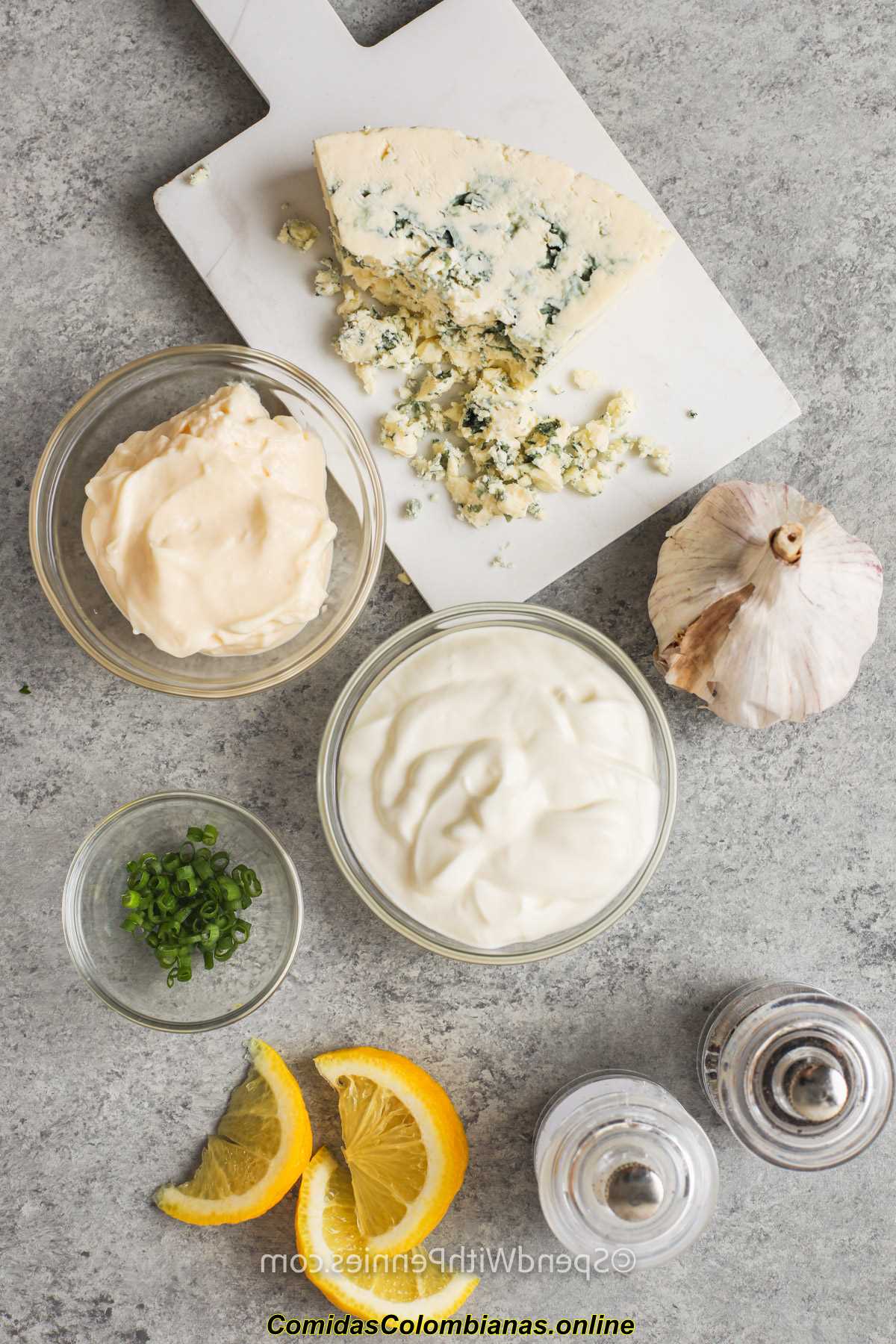 Ingredientes para hacer Dip de queso azul