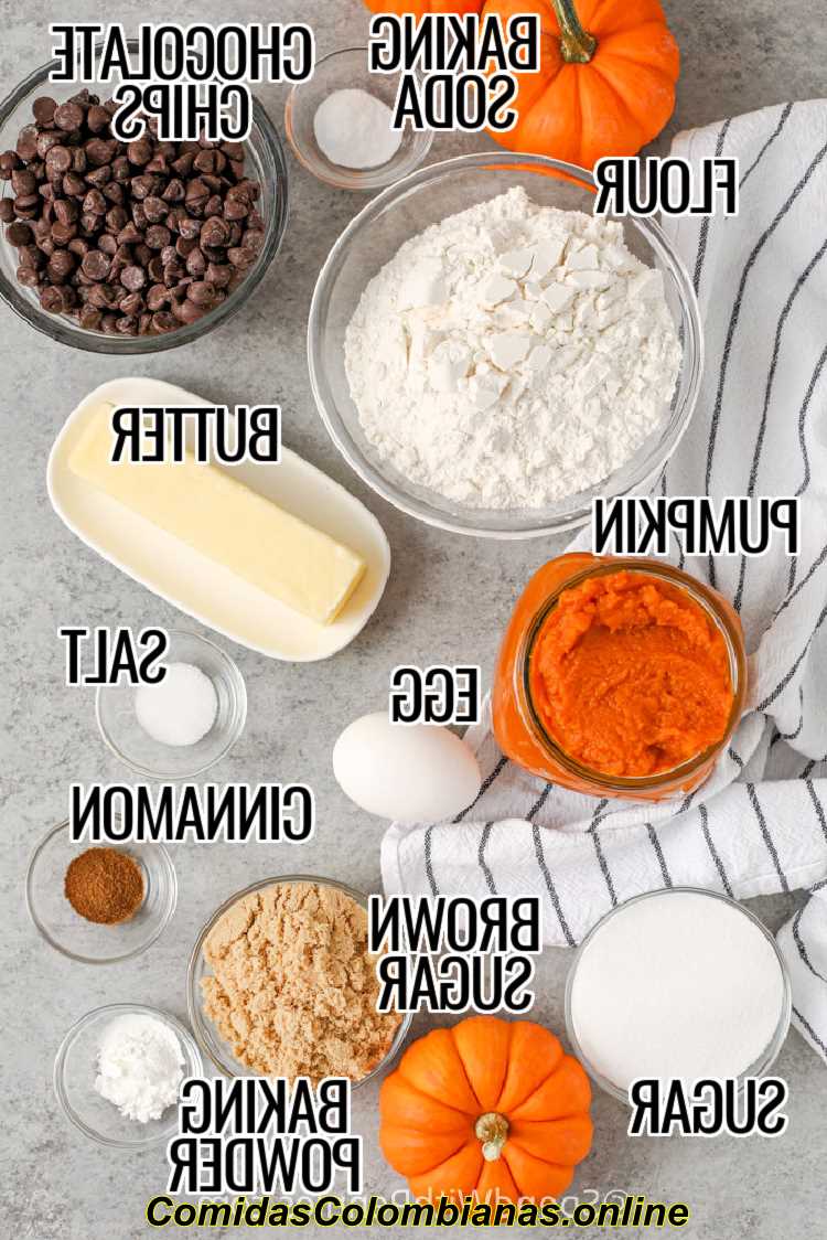 Ingredientes para hacer Galletas de calabaza con chispas de chocolate